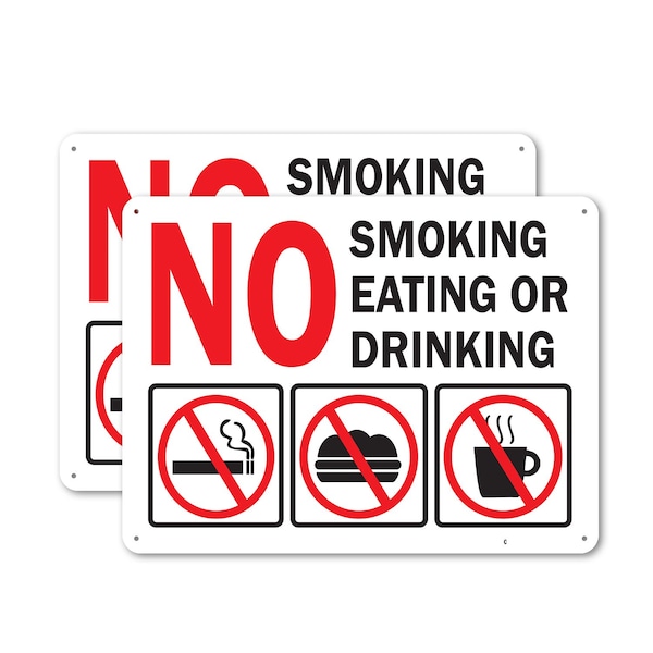 Signmission No Smoking Eating or Drinking with Graphic OSHA ANSI Sign, Plastic, 10in W x 7in L, 2PK OS-2PACK-MISC-P-710-L-19502 - main